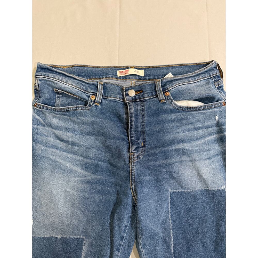 Levi Signature Heritage Boyfriend Jeans Womens 12 W31 Blue Stretch Cuffed - Picture 4 of 11